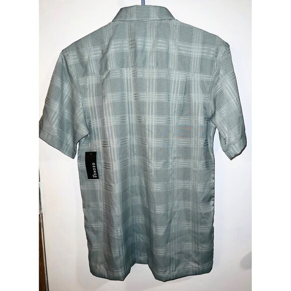 George Mens Green Plaid Short Sleeve Button-Down Shirt Small (34-36) - Picture 2 of 5